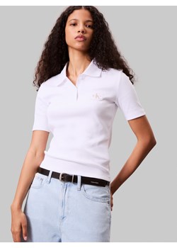 Calvin Klein Jeans Damska koszulka polo Kobiety Bawełna biały jednolity ze sklepu vangraaf w kategorii Bluzki damskie - zdjęcie 185889854