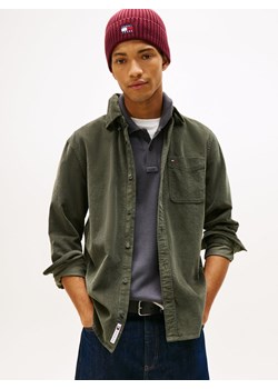 Tommy Jeans Męska koszula sztruksowa Mężczyźni Regular Fit Bawełna khaki jednolity ze sklepu vangraaf w kategorii Koszule męskie - zdjęcie 185889880