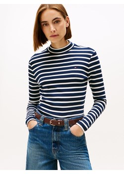 Tommy Hilfiger Damska koszulka z długim rękawem - Kobiety Bawełna granatowy jednolity ze sklepu vangraaf w kategorii Bluzki damskie - zdjęcie 185889891