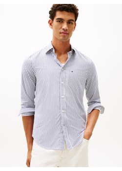 Tommy Hilfiger Koszula męska Mężczyźni Modern Fit granatowy w paski ze sklepu vangraaf w kategorii Koszule męskie - zdjęcie 185889893