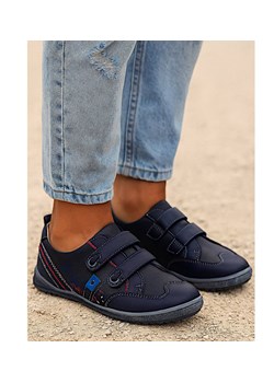 Chłopięce półbuty na rzepy Granatowe /E8-2 18125 T282/ ze sklepu Pantofelek24.pl w kategorii Buty sportowe dziecięce - zdjęcie 185890062
