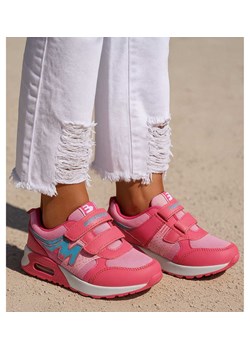 Sportowe buty dziewczęce na rzepy Różowe /G12-2 18130 T292/ ze sklepu Pantofelek24.pl w kategorii Buty sportowe dziecięce - zdjęcie 185890111