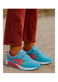 Niebieskie dziewczęce sneakersy na rzepy /G9-3 18130 T292/ ze sklepu Pantofelek24.pl w kategorii Buty sportowe dziecięce - zdjęcie 185890132