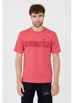 AERONAUTICA MILITARE Różowy bawełniany męski t-shirt, Rozmiar L ze sklepu outfit.pl w kategorii T-shirty męskie - zdjęcie 185890240