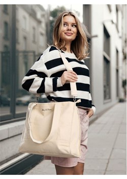 Sinsay - Duża torba na zamek z ozdobnym haftemi - kremowy ze sklepu Sinsay w kategorii Torby Shopper bag - zdjęcie 185895233