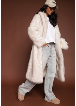Biały Elegancki Płaszcz z Miękkiego Futra z Wsuwanymi Kieszeniami Inatrella - id: JZ3025-71-WHITE - marki Renee - 185895833 Biały Elegancki Płaszcz z Miękkiego Futra z Wsuwanymi Kieszeniami Inatrella ze sklepu renee.pl w kategorii Futra damskie - zdjęcie 185895833