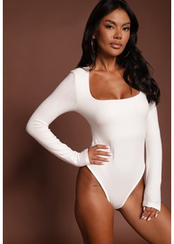 Białe Body z Wiskozą i Bawełną Ozdobione Kwadratowym Dekoltem Amerrise ze sklepu renee.pl w kategorii Body damskie - zdjęcie 185896032