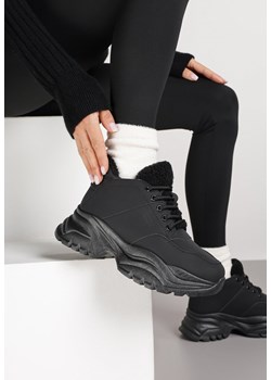 Czarne Trapery Sneakersy Vices na Platformie z Tłoczeniem Nirrise ze sklepu renee.pl w kategorii Workery damskie - zdjęcie 185896210