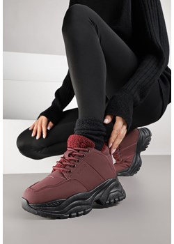Bordowe Trapery Sneakersy Vices na Platformie z Tłoczeniem Nirrise ze sklepu renee.pl w kategorii Workery damskie - zdjęcie 185896224
