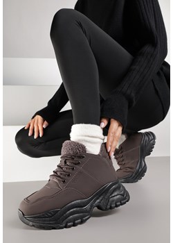 Brązowe Trapery Sneakersy Vices na Platformie z Tłoczeniem Nirrise ze sklepu renee.pl w kategorii Workery damskie - zdjęcie 185896230