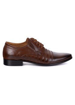 Buty męskie wizytowe skórzane 256T5 brązowe ze sklepu butyolivier w kategorii Buty eleganckie męskie - zdjęcie 185896781