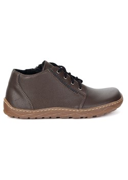 Buty damskie skórzane BAREFOOT lekko ocieplone za kostkę z zamkiem 787/2 brązowe ze sklepu butyolivier w kategorii Półbuty damskie - zdjęcie 185896973