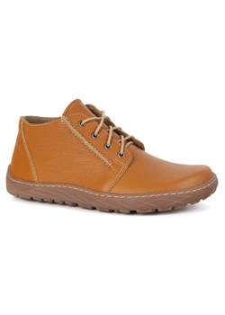Buty damskie skórzane BAREFOOT lekko ocieplone za kostkę z zamkiem 787 rude ze sklepu butyolivier w kategorii Półbuty damskie - zdjęcie 185896981