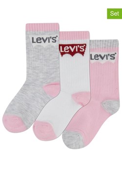 Levi&apos;s Kids Skarpety (3 pary) w kolorze jasnoróżowo-szaro-białym ze sklepu Limango Polska w kategorii Skarpetki dziecięce - zdjęcie 185903580