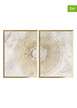 Ars Longa Druki artystyczne (2 szt.) &quot;Elegant Golden Circles&quot; w ramce - 70 x 50 cm ze sklepu Limango Polska w kategorii Obrazy - zdjęcie 185906002