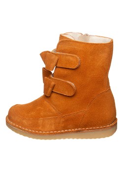 kmins Skórzane botki zimowe w kolorze jasnobrązowym ze sklepu Limango Polska w kategorii Buty zimowe dziecięce - zdjęcie 185907680