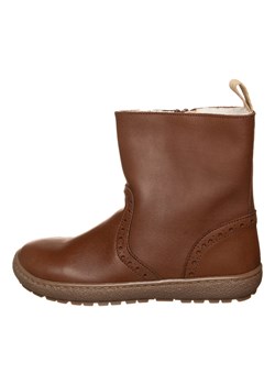 kmins Skórzane botki zimowe w kolorze brązowym ze sklepu Limango Polska w kategorii Buty zimowe dziecięce - zdjęcie 185907812