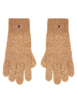 Rękawiczki Damskie Tommy Hilfiger Flag Fluffy AW0AW17797 Beżowy ze sklepu eobuwie.pl w kategorii Rękawiczki damskie - zdjęcie 185908650