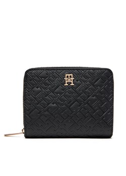 Tommy Hilfiger Portfel damski Th Icon Med Za Flap Mono AW0AW17743 Czarny ze sklepu MODIVO w kategorii Portfele damskie - zdjęcie 185913002
