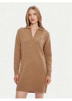 Polo Ralph Lauren Sukienka dzianinowa 211A91143001 Beżowy Slim Fit ze sklepu MODIVO w kategorii Sukienki - zdjęcie 185913033