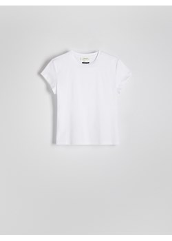 Reserved - T-shirt z domieszką jedwabiu - biały ze sklepu Reserved w kategorii Bluzki damskie - zdjęcie 185921133