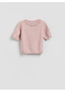 Reserved - Sweter z ozdobną aplikacją - pastelowy róż ze sklepu Reserved w kategorii Swetry damskie - zdjęcie 185931350