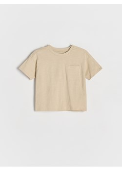 Reserved - Bawełniany t-shirt oversize - beżowy ze sklepu Reserved w kategorii T-shirty chłopięce - zdjęcie 185932821