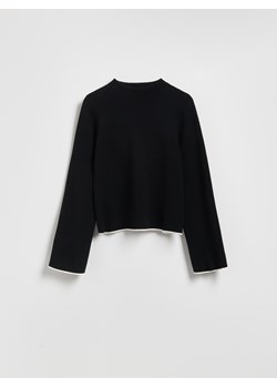Reserved - Sweter z kontrastową lamówką - czarny ze sklepu Reserved w kategorii Swetry damskie - zdjęcie 185933224
