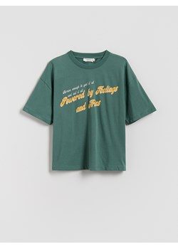 Reserved - T-shirt z nadrukiem - zielony ze sklepu Reserved w kategorii T-shirty chłopięce - zdjęcie 185933491