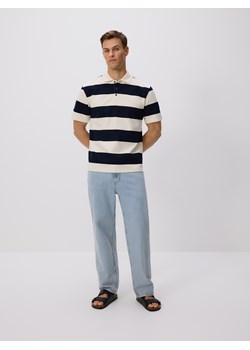 Reserved - Koszulka polo comfort w paski - granatowy ze sklepu Reserved w kategorii T-shirty męskie - zdjęcie 185933652