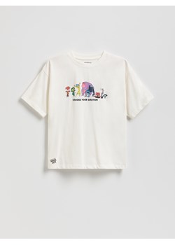 Reserved - T-shirt z nadrukiem Inside Out - złamana biel ze sklepu Reserved w kategorii T-shirty chłopięce - zdjęcie 185933890