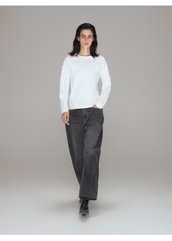 Reserved - Bawełniany longsleeve z koronką - biały ze sklepu Reserved w kategorii Bluzki damskie - zdjęcie 185935542