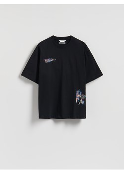 Reserved - T-shirt loose fit z nadrukiem - czarny ze sklepu Reserved w kategorii T-shirty męskie - zdjęcie 185935761