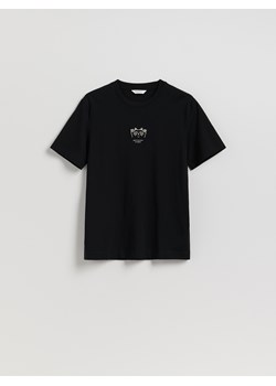 Reserved - T-shirt regular z haftem - czarny ze sklepu Reserved w kategorii T-shirty męskie - zdjęcie 185937453