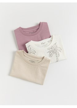 Reserved - Bawełniany t-shirt 3 pack - beżowy ze sklepu Reserved w kategorii T-shirty chłopięce - zdjęcie 185937901