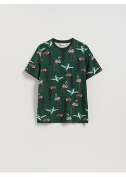 Reserved - T-shirt regular z nadrukiem allover - morski ze sklepu Reserved w kategorii T-shirty męskie - zdjęcie 185938872