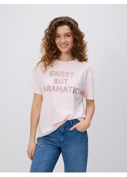 Reserved - T-shirt oversize z nadrukiem - pastelowy róż ze sklepu Reserved w kategorii Bluzki damskie - zdjęcie 185938953