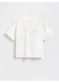 Reserved - T-shirt z nadrukiem na plecach - złamana biel ze sklepu Reserved w kategorii Bluzki dziewczęce - zdjęcie 185939410