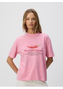 Reserved - T-shirt z nadrukiem - różowy ze sklepu Reserved w kategorii Bluzki damskie - zdjęcie 185939453