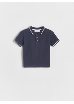 Reserved - Sweterkowy t-shirt polo - granatowy ze sklepu Reserved w kategorii T-shirty chłopięce - zdjęcie 185939881