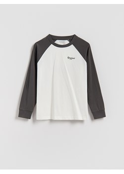 Reserved - Bawełniany longsleeve - ciemnoszary ze sklepu Reserved w kategorii T-shirty chłopięce - zdjęcie 185940512
