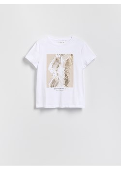 Reserved - T-shirt z połyskującym nadrukiem - biały ze sklepu Reserved w kategorii Bluzki damskie - zdjęcie 185940574