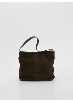 Reserved - Zamszowa torebka - ciemnobrązowy ze sklepu Reserved w kategorii Torby Shopper bag - zdjęcie 185941583