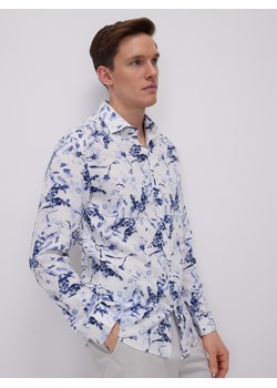 Reserved - Koszula slim fit z domieszką lnu - biały ze sklepu Reserved w kategorii Koszule męskie - zdjęcie 185945003