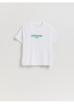 Reserved - T-shirt z nadrukiem - biały ze sklepu Reserved w kategorii Bluzki damskie - zdjęcie 185946543
