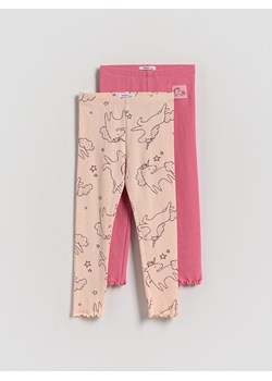 Reserved - Bawełniane legginsy 2 pack - wielobarwny ze sklepu Reserved w kategorii Spodnie dziewczęce - zdjęcie 185946830