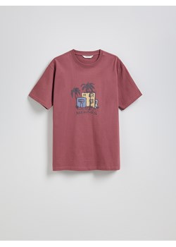 Reserved - T-shirt comfort z nadrukiem - bordowy ze sklepu Reserved w kategorii T-shirty męskie - zdjęcie 185949722