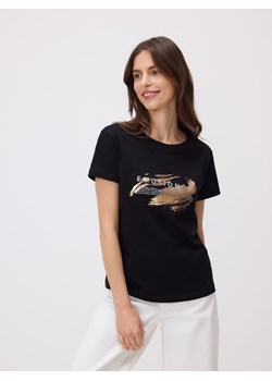 Reserved - T-shirt z nadrukiem - czarny ze sklepu Reserved w kategorii Bluzki damskie - zdjęcie 185949960