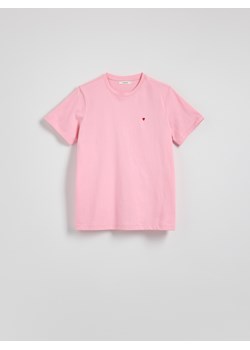 Reserved - T-shirt regular z drobnym haftem - pastelowy róż ze sklepu Reserved w kategorii Bluzki damskie - zdjęcie 185951482