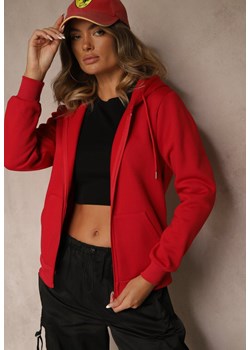 Czerwona Bluza Rozpinana z Bawełną i Kapturem Ozdobiona Sznurkami Ivila - id: B12-BLUZY-64-RED - marki Renee - 185953974 Czerwona Bluza Rozpinana z Bawełną i Kapturem Ozdobiona Sznurkami Ivila ze sklepu renee.pl w kategorii Bluzy damskie - zdjęcie 185953974